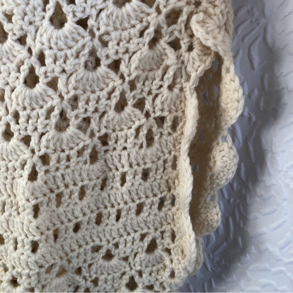 Handmade Cream Crochet Wool Knit Oversized Button Up Sweater Cape - Picture 15 of 15